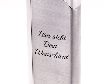 Gas lighter fillable silver Chrome with laser engraving