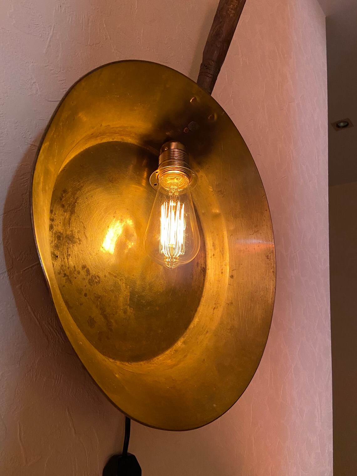 Plug in wall sconce made from antique copper ladle Etsy