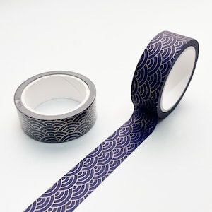 7M Länge Goldfolie Blaue Welle Washi Tape, Bullet Journal, Scrapbooking, Wrapping Tape, Washi Tapes
