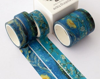 3 Rolls Painting Washi Tapes Pack, Masking Tapes, Gift Wrapping Tape, Washi Tape