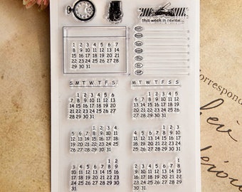 Calendar Clear Stamps, Bullet Journal Planner Stamps