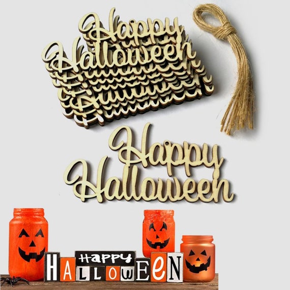 10 Pcs Happy Halloween Wooden Cutout Halloween Wood Cutouts - Etsy