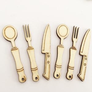 100 Pcs Mix Wood Tableware,  Unfinished Wood Cutouts, DIY Craft Wood Ornaments
