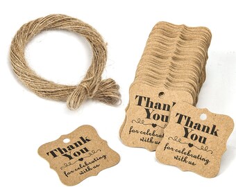 100pcs 1.2 Inch Thank You for Celebrating with Us Tags, Ｗedding Tags, Kraft Paper Tags, Gift Tags, Hang Tags, Thank You Tags