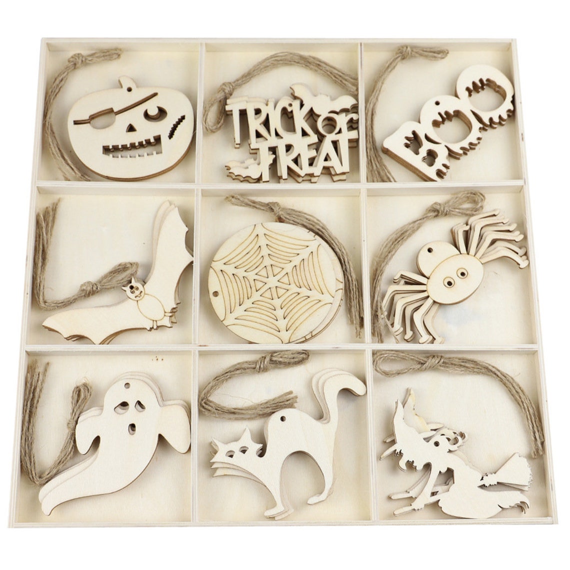 36 Pcs Halloween Wood Cutouts Wood Hanging Ornament Laser - Etsy
