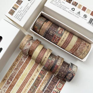 10 rollen retro washi-tapes, 4 stijlen raster geruite wahi-tapeset, Bullet Journal, cadeauverpakking, plakband, leuk pak washitape