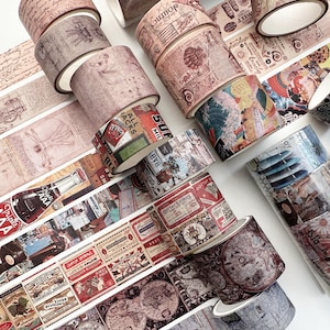 4 Rolls Vintage Washi Tapes Pack, Masking Tapes, Gift Wrapping Tape, Washi Tape