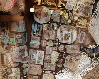 3 Sheets 6x18cm PET Book Stickers, Gold Foiled Stickers Sheet, Bullet Journal, Diary Stickers, Scrapbooking, Planner Sticker