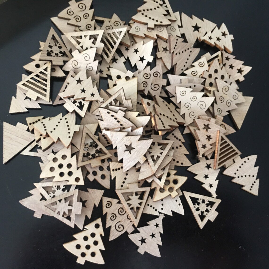 50 Pcs Christmas Tree Wooden Cutout Tree Wood Cutouts Etsy