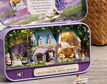 DIY Miniature Dollhouse Kit, Sweet Dreams Tin Box Theater