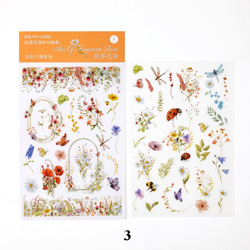 8 Designs 2 Sheet PVC Sticker Sheet Flower Stickers Bullet Etsy