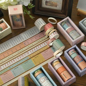 Conjunto de 5 fitas washi de papelão para estudantes, 12 estilos de fita washi xadrez, diário de marcadores, scrapbooking, fita de diário de estudante, fitas adesivas