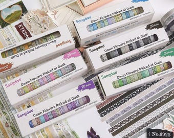20 rollen Dawn Flowers geplukt in de schemering Floral Washi Tape Set