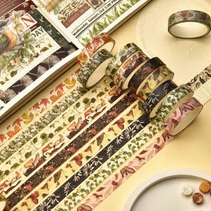 Forest Washi Tape Set: Botanical Scrapbooking Masking Tape (5 Pcs)