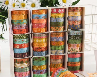 5 Rolls Warm Spring Sunshine Series Washi Tape Set, Colorful Scrapbook Planner Decoration