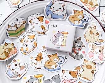Cat Stickers, Planner Scrapbook Decals (45pcs)