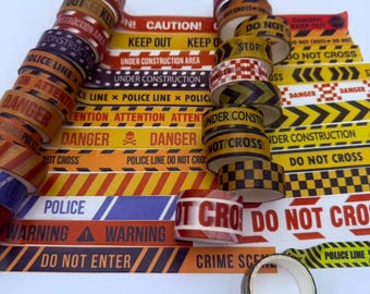 12/16 Rolls Caution Tape Series Warning Signs Washi Tape Set, Scrapbook Planner Decoration