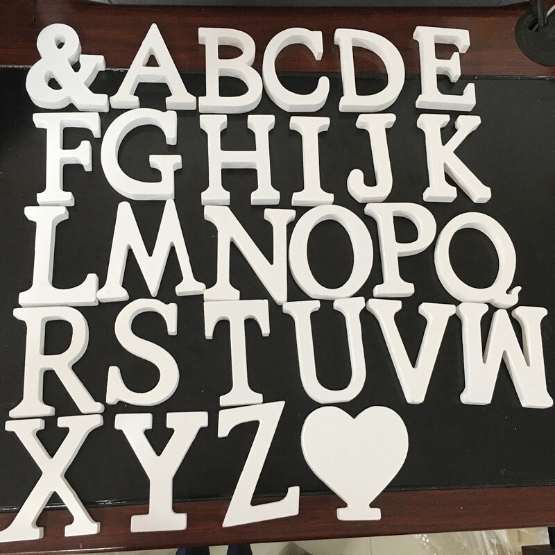 26 Pcs White Wood English Letter for Wedding Decoration