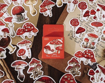 Mushroom Sticker Pack, Decorative Journaling Stickers (46pcs)
