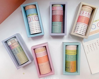 12 Styles 5Rolls Calendar Washi Tape Set
