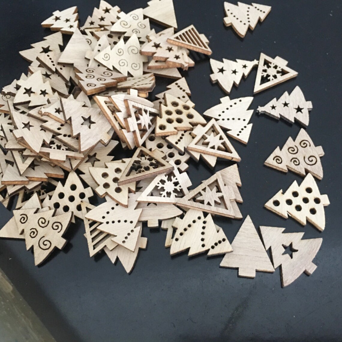 50 Pcs Christmas Tree Wooden Cutout Tree Wood Cutouts Etsy