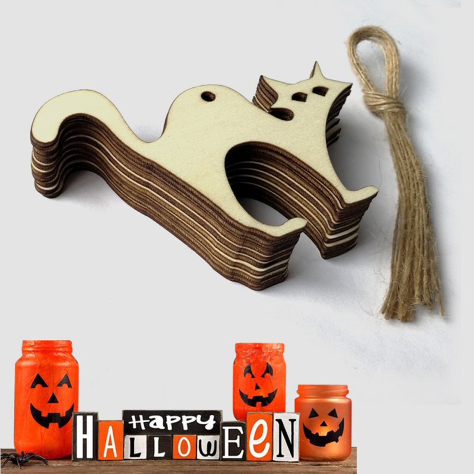 10 Pcs Cat Wooden Cutout Halloween Wood Cutouts  Etsy
