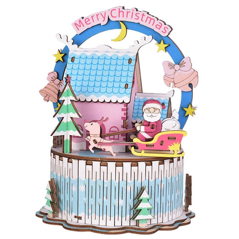 DIY Wooden Merry Christmas Music Box Mechanical Musical Box Etsy