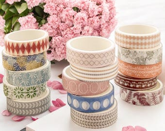 5 Rolls 1cm Width Geometry Tape Set, 12 Styles Washi Tape