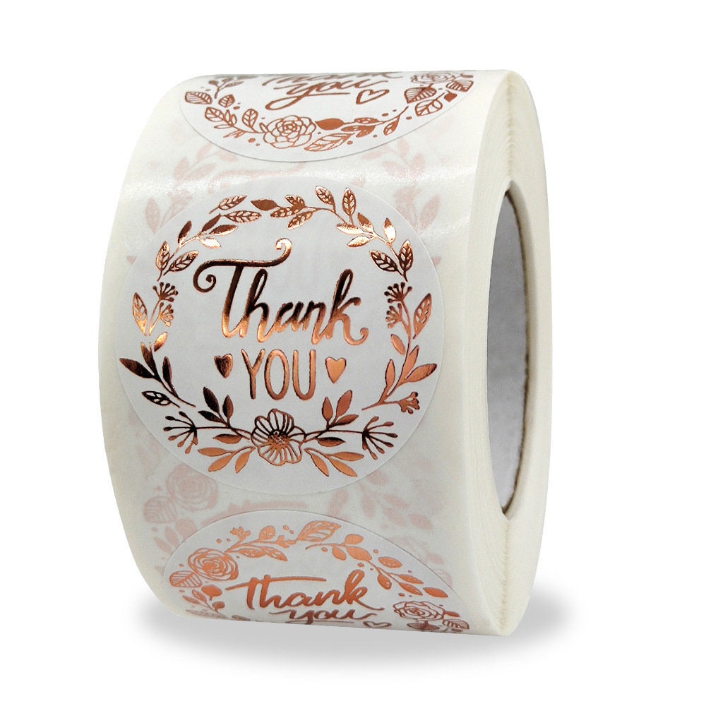 Gold Foil Thank You Stickers ,500 pcs in roll , 1.5