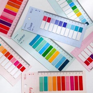 200 Stück Candy Color Sticky Notes, Sticky Tabs, Ende Sticky Tabs mit Lineal, Candy Color Post-it Index Sticky Note, Seitenflags