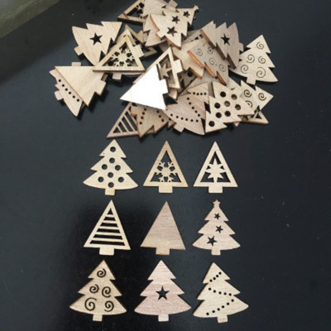 50 Pcs Christmas Tree Wooden Cutout Tree Wood Cutouts Etsy