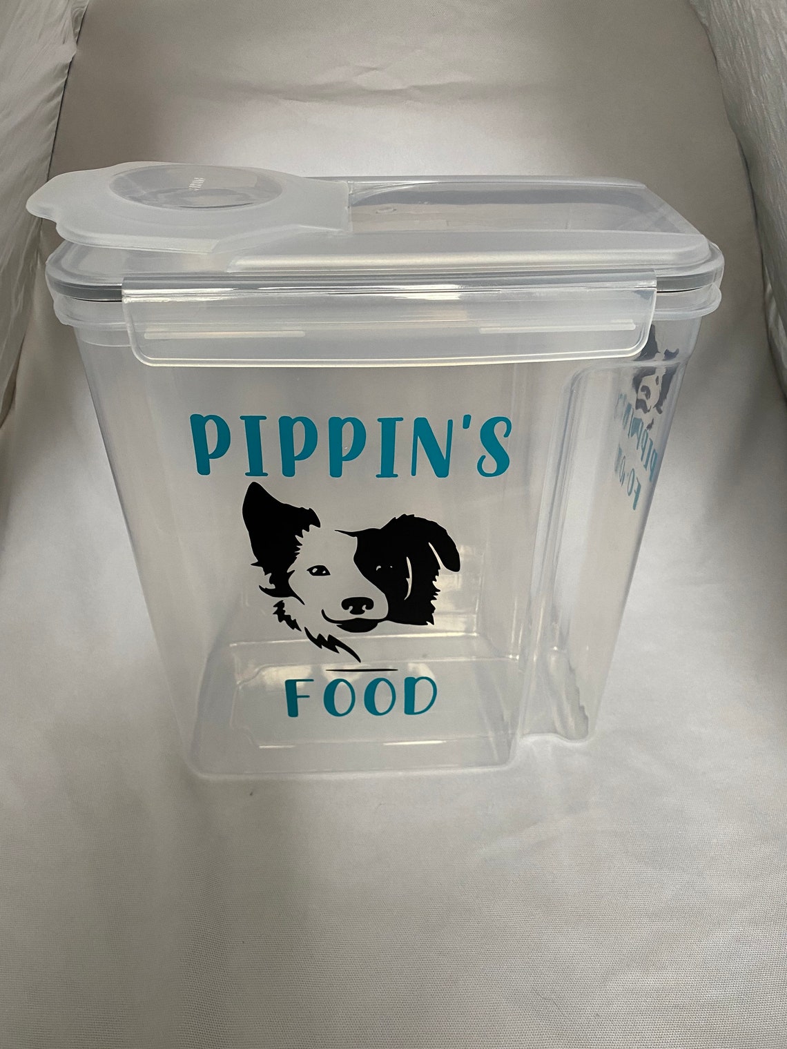 Personalised dog food storage container 6L Plastic clip shut Etsy