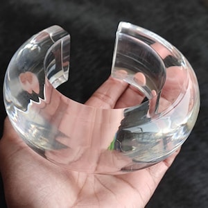 Bracelet jonc fait main en résine transparente, grosse manchette bohème - Grand