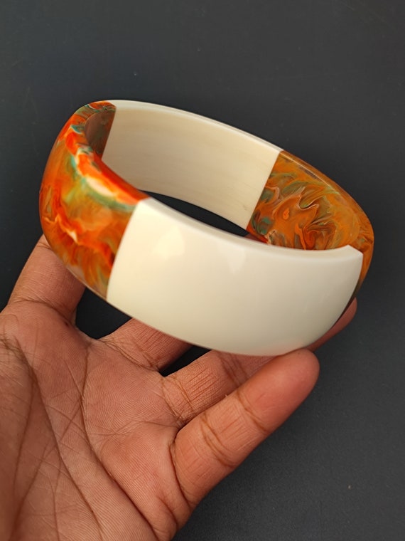 Resin Jewelry Trends Multi Color Bangle Wide Bracelet Resin Art Purely Handcrafted Exclusive Stacking Bohemian Unique Vintage Style Jewelry Etsy UK
