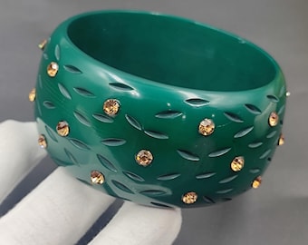 Handcrafted Resin Bangle Bracelet - Bohemian Carved Statement Jewelry