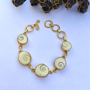 Handmade Natural Shiva Eye Shell Bracelet Gold Plated Adjustable ...