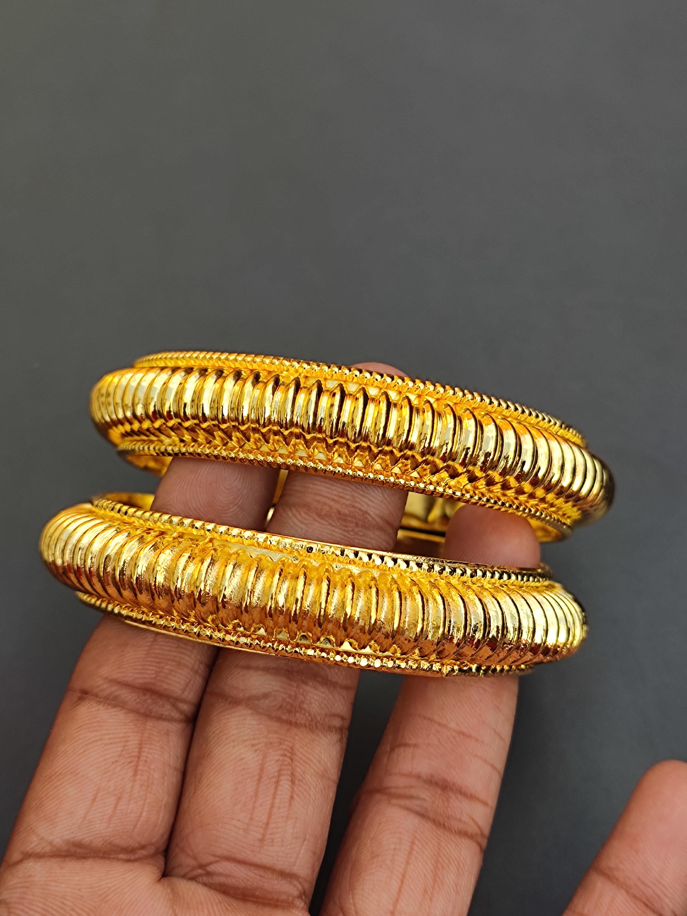 Gold Plated Brass Bangle Set, Vintage Bohemian Stacking 
