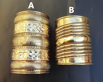 Brazalete tipo brazalete de latón estilo bohemio, aspecto antiguo, pulsera llamativa ajustable.