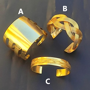 Gold Plated Brass Cuff Bangle Bracelet Fashion Jewelry Handmade Wide Cuff Adjustable Bracelet Statement Cuff Wrist Bangle Made of Brass