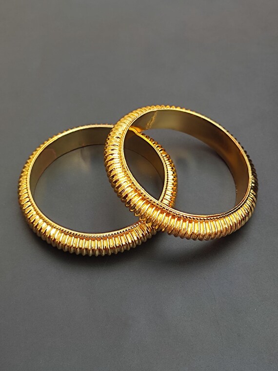 Gold Plated Brass Bangle Set, Vintage Bohemian Stacking  display picture 1