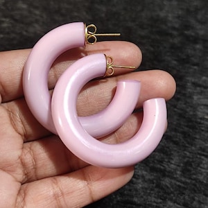 Multi Color Acrylic Resin Hoop Earrings Chunky Round Hoop Earrings Lightweight  Boho Statement Hoop Modern Earrings For Women