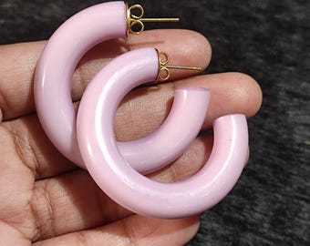 Chunky Acrylic Hoop Earrings, Boho Modern Resin Earrings (40mm)