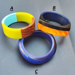 Vintage Wood & Resin Bangles Vibrant Resin Bangle Bracelet Dashing Stylish Purely Handcrafted Bohemian Unique Fashion Jewelry Gift Sale