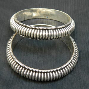 Set of 2 Bangles Silver Plated Oxidized Brass Vintage Style Antique Look Handmade Bohemian Stacking Unique Designer Fashion Jewelry Gift