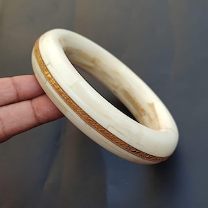 Horn Bone Jewelry Ethically Sourced Buffalo Bone Brass Bangle Bracelet Handcrafted Indian Traditional Style Vintage Look Fashion Jewelry