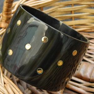 Natural Horn Bone Jewelry Bangle Bracelet Ethically Sourced Buffalo Horn with Brass Metal Inlay Designer Handmade Modern Trendy Jewelry Gift