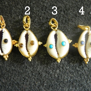 Natural Shell Cowrie Handmade Designer Pendant Multi Color Gemstone Gold Plated Brass Pendant Fashion Jewelry Statement Pendant Gift Sale
