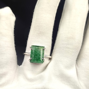 Natural Green Strawberry Quartz Genuine Gemstone Ring 92.5 Sterling Silver Ring Purely Handcrafted Adjustable Ring Birthstone Ring For Women