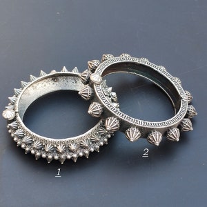 Oxidized Silver Bangle Bracelet (kada) For Women Openable Screw Bangle Handcrafted Traditional Vintage Style Antique Look Indian Bangles