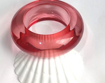 Transparent Pink Resin Chunky Bangle Bracelet – Bohemian Statement Stacking Bangle